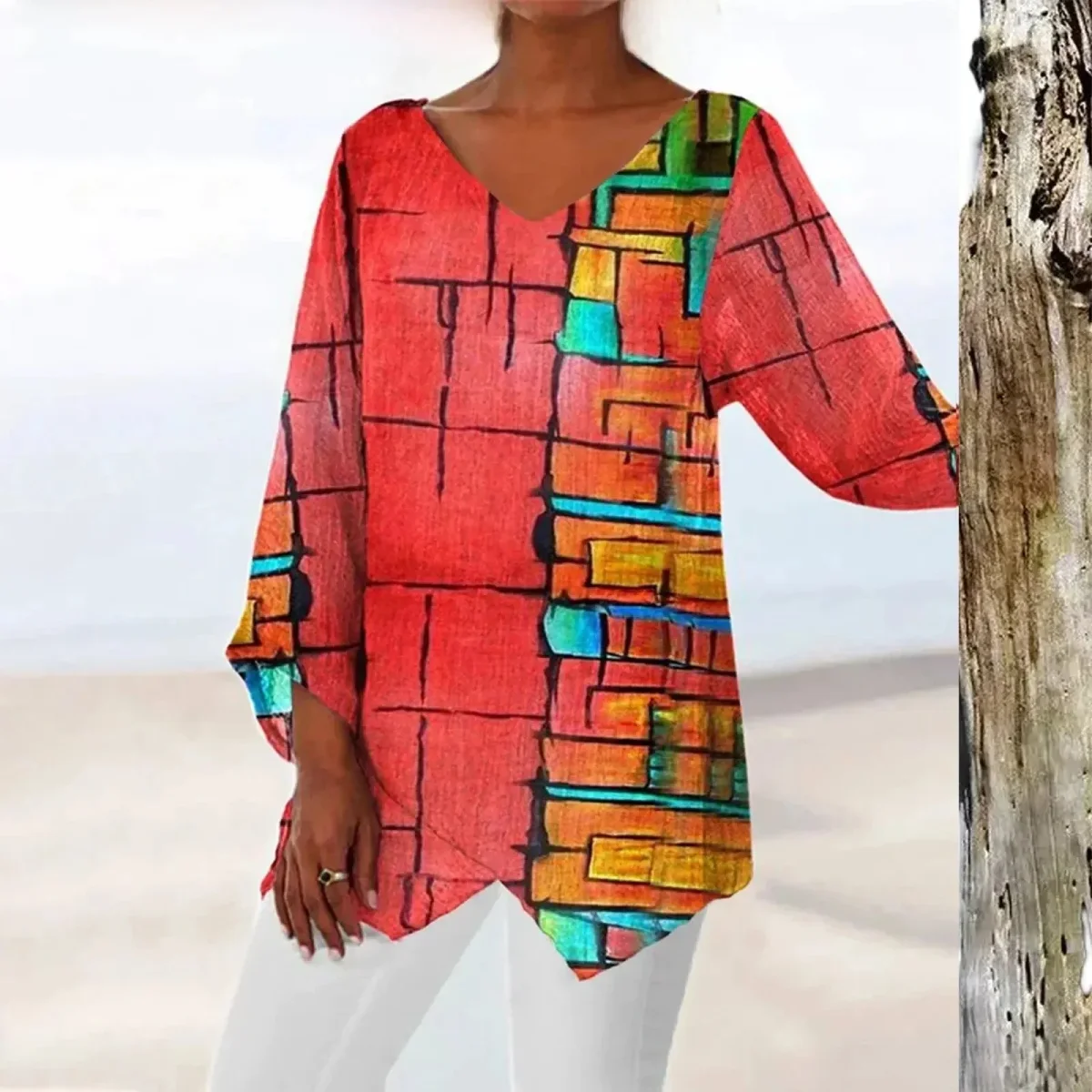 Maria | Top vintage con scollo a V e maniche lunghe - immagine 3