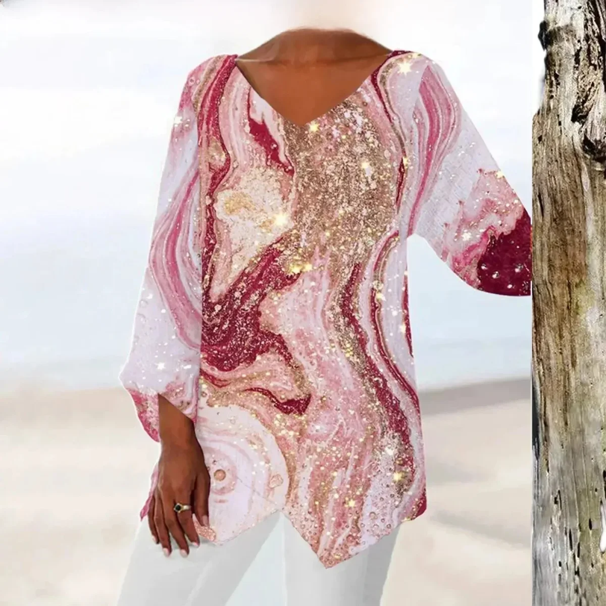 Maria | Top vintage con scollo a V e maniche lunghe - immagine 4