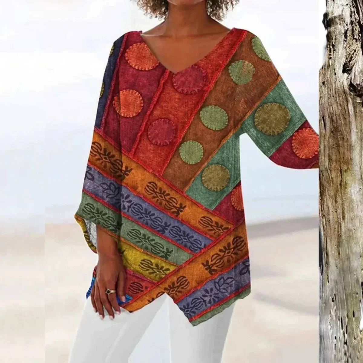 Maria | Top vintage con scollo a V e maniche lunghe - immagine 7