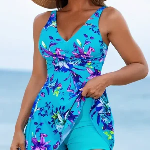 Mathilda | Abito da bagno con scollo a V e motivo a fiori e vita alta