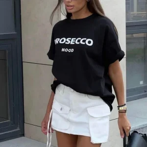Papavero | T-shirt oversize alla moda con stampa Prosecco