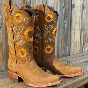 Fiori | Stivali Cowboy Donna Eleganti con Ricami e Suola Durevole