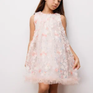 Abito Bambina Flower Pesca
