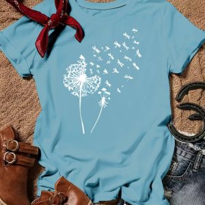 Vanessa | T-shirt casual con stampa grafica di tarassaco