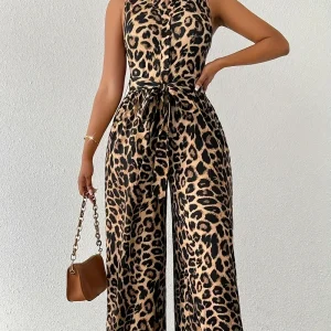 Nicola | Tuta leopardata con collo a farfalla
