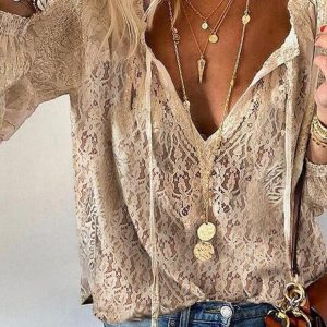 Eyanalless | Blusa Donna Boho con Scollatura a Fessura Elegante