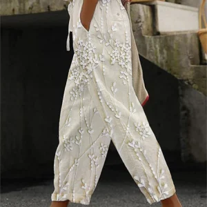 Aviora | Pantaloni Stampati Boho Casual con Stampa di Vite Elegante