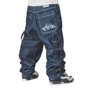 BLUESKIN SKATE RAP DENIM BAGGY BLU LAV ECOWASH LOGO BIANCO