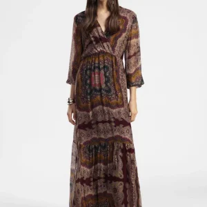 Abito lungo stampa paisley scollo v Dixie