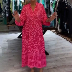 Brunetta | Robe ample à col en V imprimée