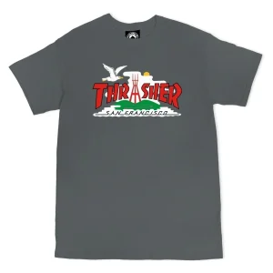 THRASHER THE CITY TEE CHARCOAL
