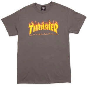 THRASHER FLAME CHARCOAL TEE